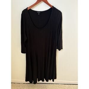 Torrid Dress Womens Size 2 Ribbed Fit and Flare Peasant Black 3/4 Sleeve Gothic